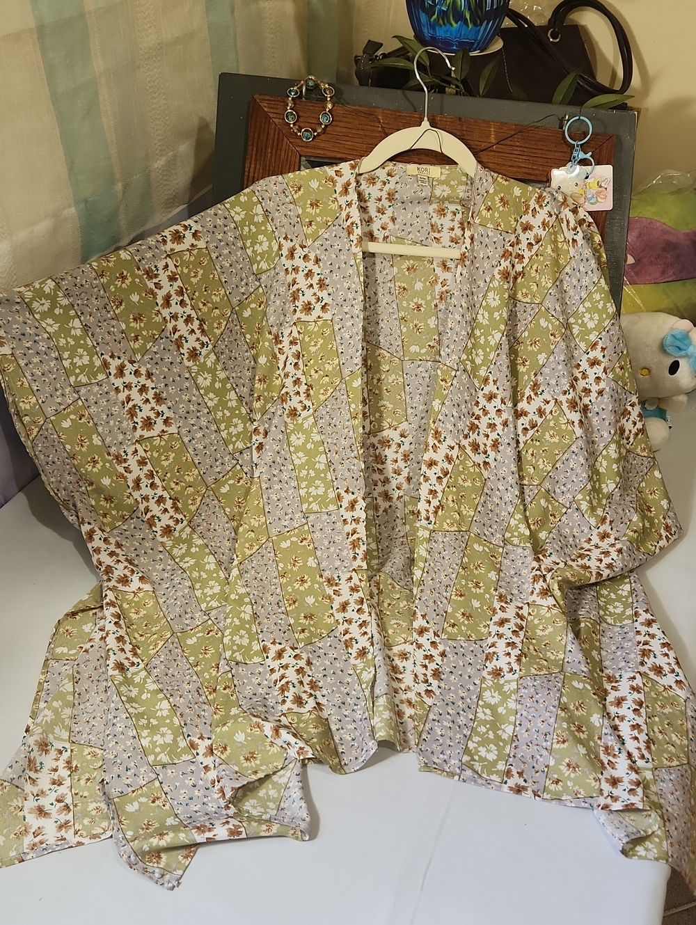 Kori Floral Kimono - Green, Brown, White, Teal